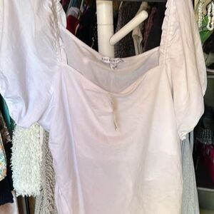 AND NOW THIS White Puff Sleeve Top 3X